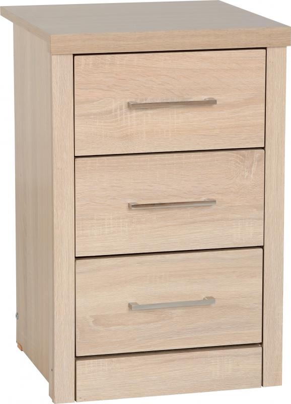 Lisbon 3 Drawer Bedside - Oak - Bedside Tables Lisbon 3 Drawer Bedside - Oak - Lisbon 3 Drawer Bedside - Oak - Bedside Tables