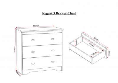 Regent 3 Drawer Chest Chest Of Drawers