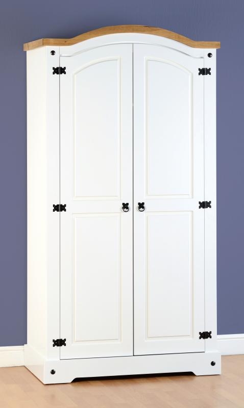 Corona White Bedroom Furniture 2 Door Wardrobe Flatpack2go