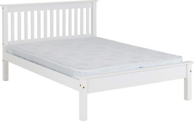 Monaco King Size Bed Low - White
