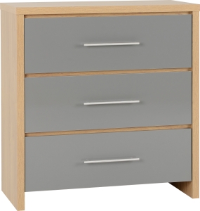 Seville 3 Drawer Chest - Grey