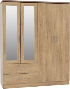 Charles 4 Door Wardrobe - Oak