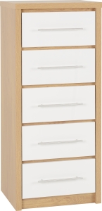 Seville 5 Drawer Chest - White