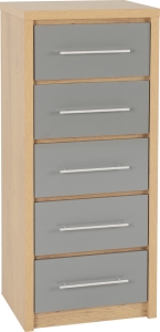 Seville 5 Drawer Chest - Grey