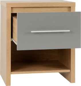 Image: 7124 - Seville 1 Drawer Bedside  - Grey