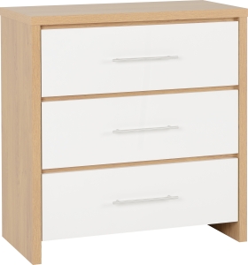 Seville 3 Drawer Chest - White