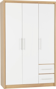 Seville 3 Door Wardrobe - White